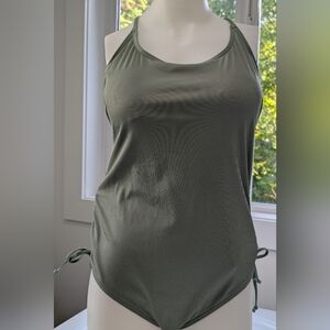 La Vie En Rose Light Green Open Back One Piece Swimsuit NWT